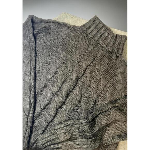 Black Cable Knit Turtleneck Sweater - Picture 2 of 7